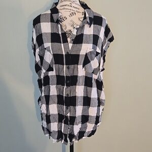 Black and White Plaid Button Down